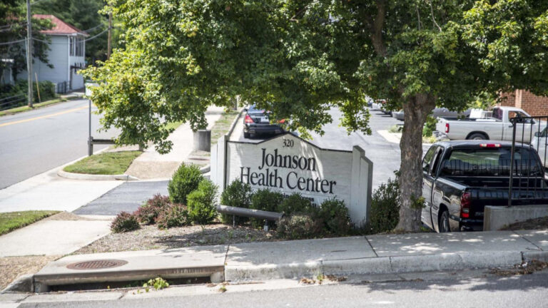 johnson health center sign outside of clinic
