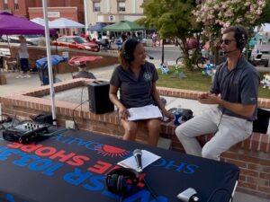 Adrienne being interviewed for WESR 103.3