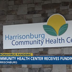 Screenshot from WHSV-TV 3 news segment on Harrisonburg Community Health Center. Exterior of Harriisonburg Community Health Center