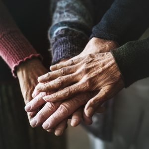 Closeup of hands of senior citizens